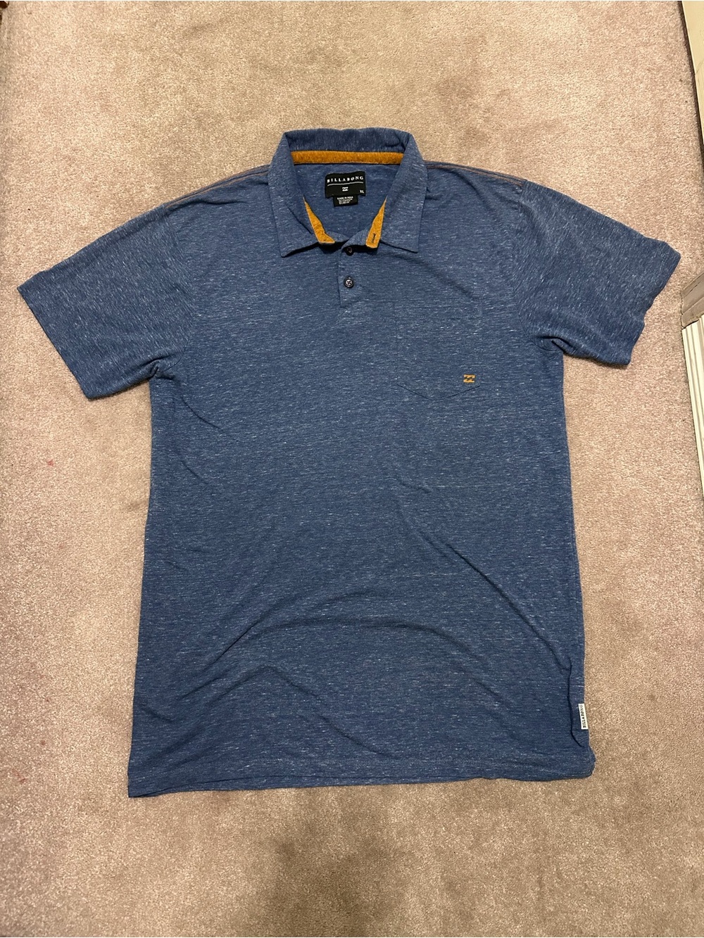Billabong Polo Shirt Men XL Blue Heather Short Sleeve Pocket Casual Surf